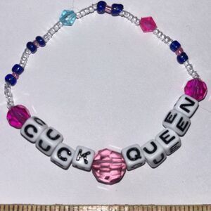 Handmade C Queen Letter Bead Bracelet Pink Purple Y2K Kandi Charm Jewelry